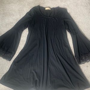 Black Flare Sleeve Dress
